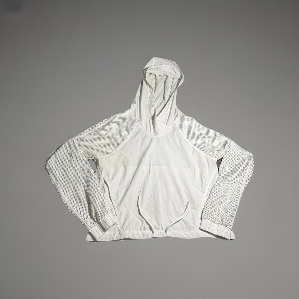 Lululemon Catch a Breeze Pullover White Mesh Sleeve Hoodie Women’s S/M